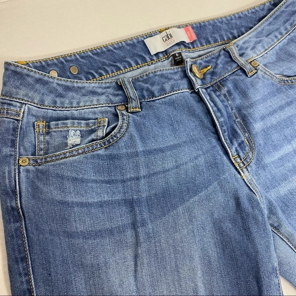 Cabi Slim Distressed Medium Wash Boyfriend Jeans size 6